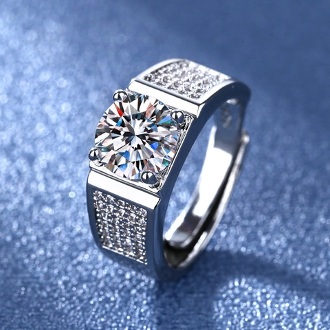 Herren Ring Verstellbar Offen Mit Rundem Zirkonia Luxus Micro Pave Modeschmuck