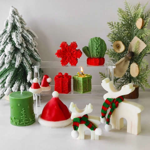 Moules En Silicone De Noël Pour La Fabrication De Bougies Parfumées DIY Savon Sapin De Noël Bonhomme De Neige Élan Flocon De Neige Outils De Bricolage
