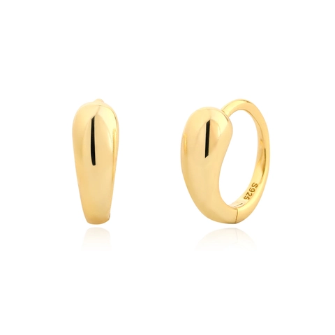 Minimalist Water Drop Huggie Earrings 925 Sterling Silver Polished Bean Shape Simple Everyday Ear Jewelry For Women