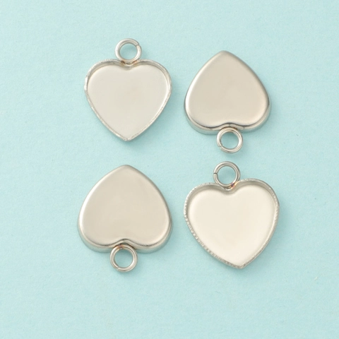 Support De Pendentif En Forme De Cœur En Acier Inoxydable Base Vierge Pour Fabrication De Bijoux DIY Métal Poli