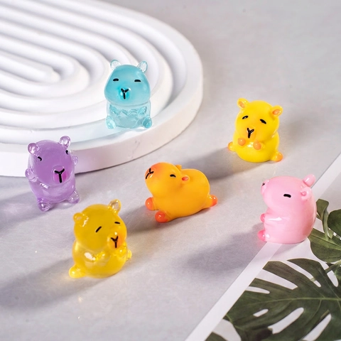 Mini Figurine Capybara Résine Statue Animal Lumineuse Micro Paysage Décoration Bureau Mignon Cartoon