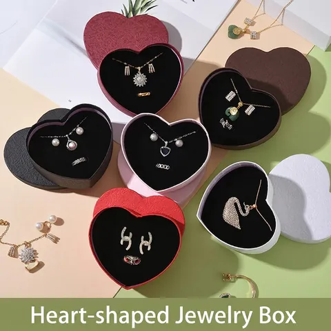 Portagioie A Forma Di Cuore Confezione Regalo In Cartone Con Fodera In Velluto Organizzatore Per Collana Orecchini Anello