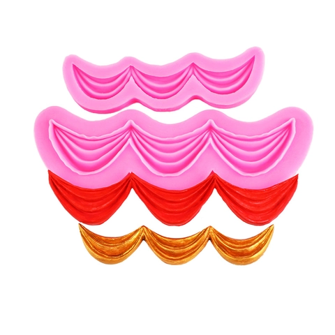 Καλούπι Σιλικόνης Κουρτίνα Drape Fondant Διακόσμηση Τούρτας Εργαλείο DIY Για Σοκολάτα Πηλό Γύψο Κατασκευές
