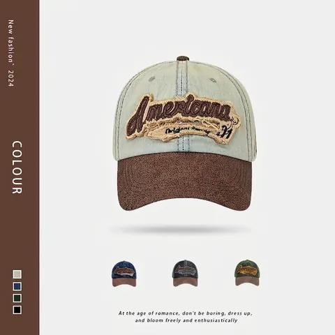 Casquette de Baseball en Denim Délavé Vintage Réglable Brodé Protection Solaire Chapeau à Visière Outdoor Sport Homme Femme