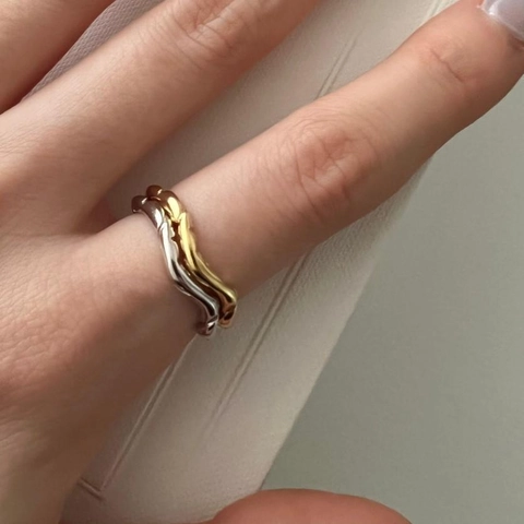 925 Sterling Silber Ring Wellenform Unregelmäßige Textur Geflochtenes Design Verstellbarer Offener Ring Minimalistischer Schmuck