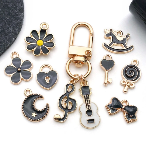 Enamel Drip Charms Zinc Alloy Pendants Flower Heart Musical Note For DIY Jewelry Making Necklace Bracelet Earring Accessories