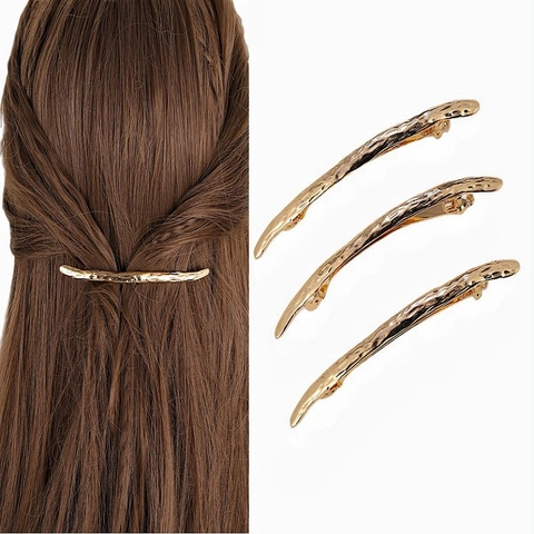 Minimalistischer Metall Haarclip Hammerschlag Textur Geometrische Lange Haarspange Federclip Für Damen Mädchen Accessoire