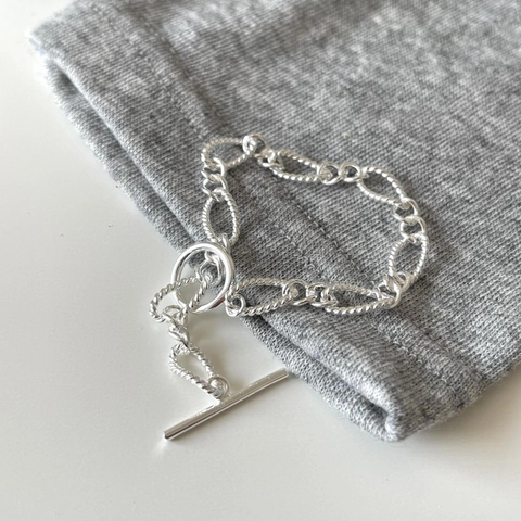 925 Sterling Silber Armband Mit Knebelverschluss Handgefertigte Minimalistische Gedrehte Seilkette Und Glatte Glieder