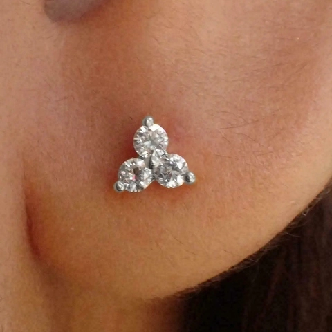Minimalist Tiny Triangle Stud Earrings Geometric Cluster Round Zirconia Copper Dainty Jewelry For Women