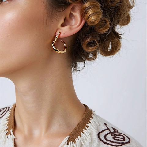Geometric Stud Earrings Stainless Steel 18K Gold Plated Simple Twisted Irregular Minimalist Fashion Jewelry For Women
