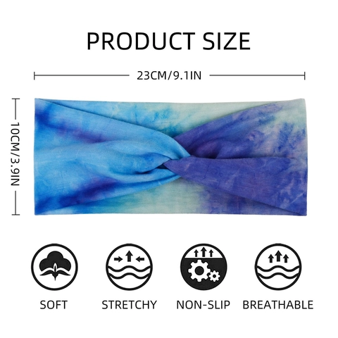 Fascia Sportiva Tie Dye Nodo Intrecciato Elastica Traspirante Fascia Capelli Yoga Per Donne Allenamento Outdoor