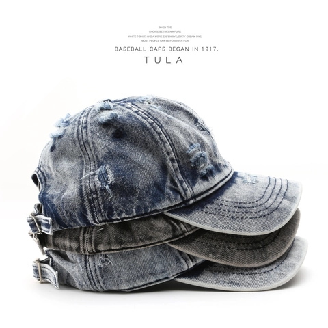 Cappellino da Baseball in Denim Lavato Vintage Distressed per Donna Uomo Regolabile Cappello da Sole Strappato Casual in Cotone