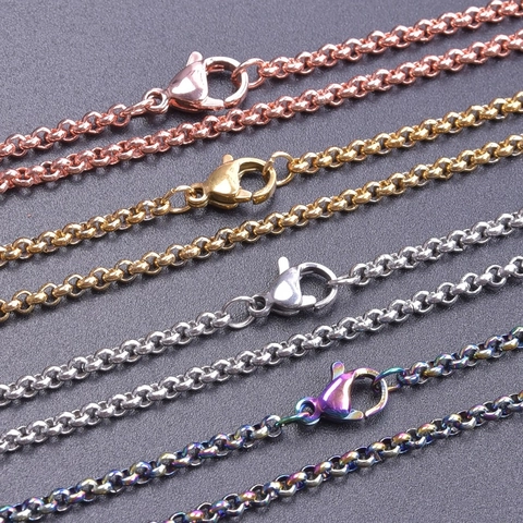 Minimalist Stainless Steel Rolo Chain Necklace Round Link Fashion Jewelry For Men And Women Versatile Titanium Steel Neckchain