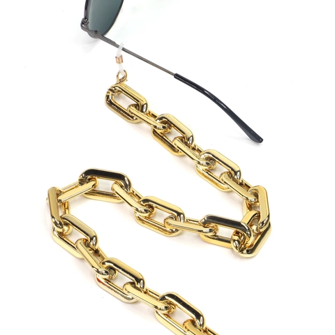 Catena Per Occhiali Oro Grossa Lucentezza Metallica Cordino Per Occhiali Da Sole Antiscivolo Anelli Silicone
