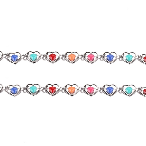Chaîne À Maillons En Cœur Acier Inoxydable Émail Multicolore Accessoires De Fabrication De Bijoux DIY Pour Colliers Et Bracelets