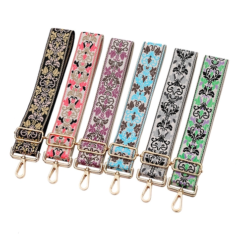 Ethnic Style Jacquard Embroidered Wide Bag Strap Adjustable Polyester Replacement Shoulder Strap For Women Handbag Accessories