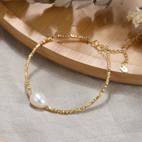 Pulsera De Perlas De Agua Dulce Plata De Ley 925 Cuentas De Plata Irregulares Estilo Barroco Joyas Minimalistas Para Mujeres
