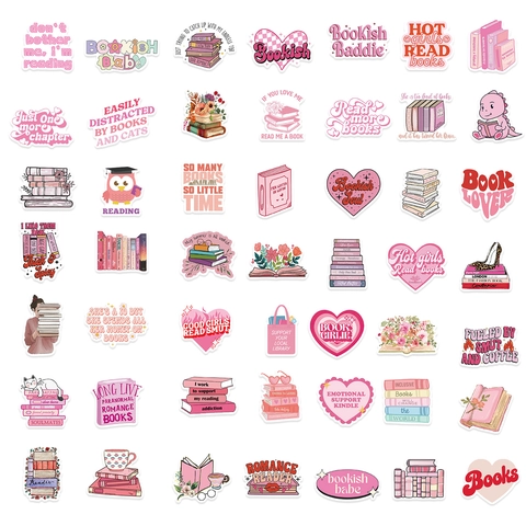Adesivi Bookish Rosa Tema Lettura Amante Dei Libri Vinile Impermeabile Per Laptop Bottiglia D'acqua Scrapbooking Ragazze Estetica