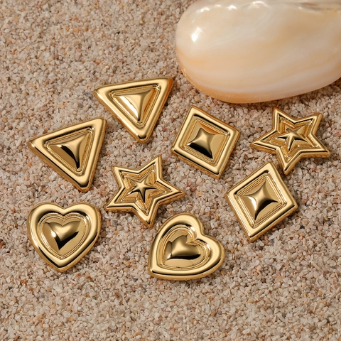 Geometrische Herz Stern Dreieck Quadrat Edelstahl Ohrringe 3D Minimalistisch Modeschmuck Für Damen