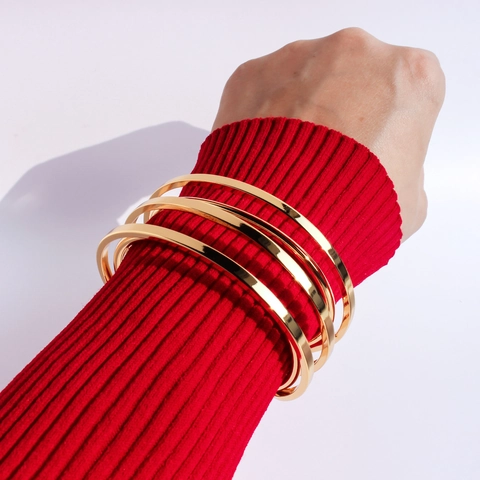 Geometrischer Mehrlagiger Offener Manschettenarmreif Aus Vergoldetem Messing Statement Handschmuck Für Damen Nischen Mode Stil