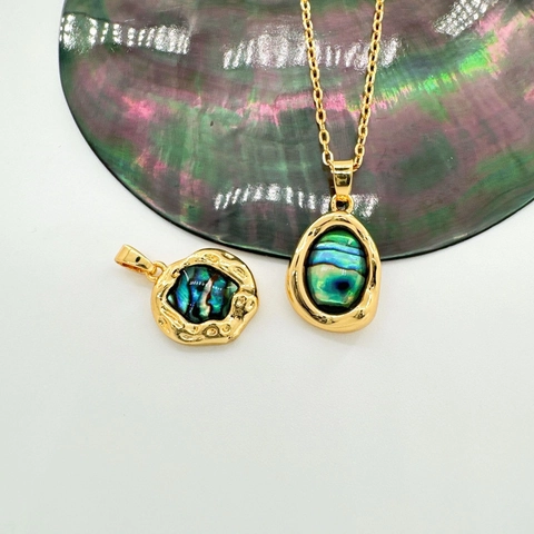 Irreguläre Ovale Muschel-Anhänger 18K Vergoldetes Messing Natürliches Perlmutt Abalone Charms Für DIY Schmuckherstellung Vintage-Stil