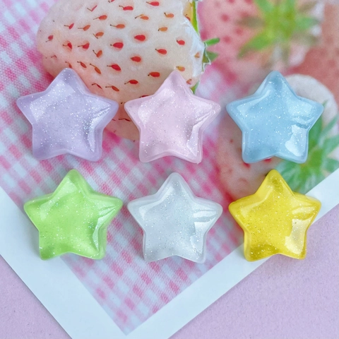 Accessori In Resina A Stella Colorati Glitterati Scintillanti Trasparenti Pentagramma Charms Per DIY Artigianato