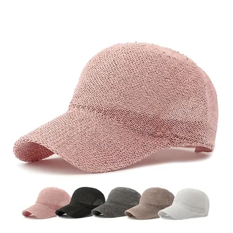 Women's Fashion Sequin Mesh Baseball Cap Breathable Summer Sun Protection Outdoor Casual Adjustable Knitted Hat