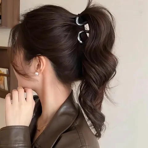 Pinza Para El Cabello Con Ondas En Forma De S Resina Acrílica Soporte Para Cola De Caballo Horquilla Antideslizante Para Mujeres