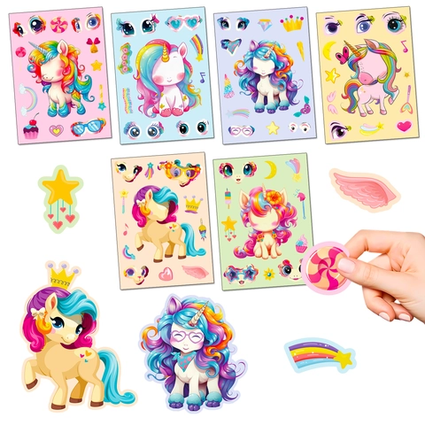 DIY Einhorn Gesicht Wechseln Aufkleber Kinder Cartoon Puzzle Kreativ Hand Dekoration Ästhetisch Bildungsaktivität