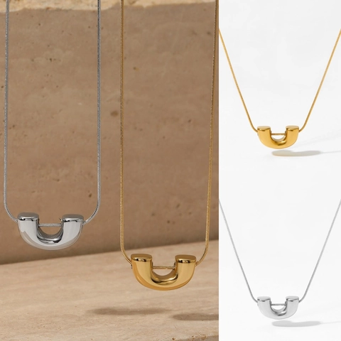 Minimalistische U-Förmige Halskette Mit Herzausschnitt Edelstahl Polierte Schlüsselbeinkette Schmuck Für Damen