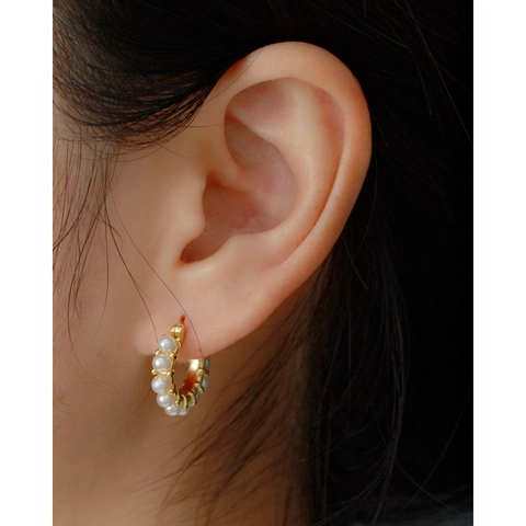 Artificial Pearl Hoop Earrings 925 Sterling Silver Minimalist Elegant Korean Style Circle Ear Jewelry For Women Everyday Wear