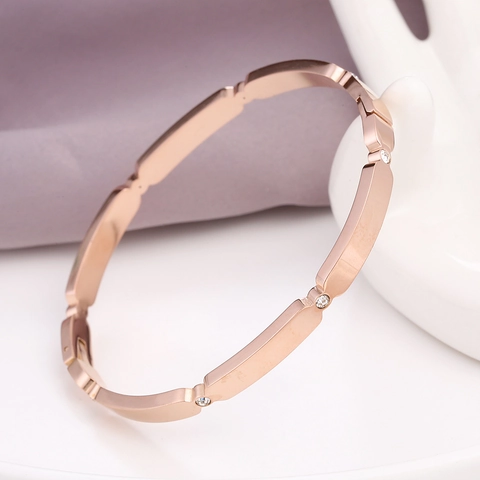 Elegante Pulsera De Brazalete De Acero Inoxidable Con Diamantes De Imitación Brillantes Eslabón Rectangular Joyería Para Mujer