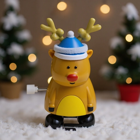 Giocattolo Di Natale Renna A Carica Renna In Plastica A Cartone Animato Con Cappello Blu Regalo Di Festa Per Bambini