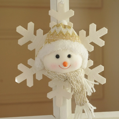 Christmas Snowman Snowflake Hanging Ornament Knit Felt Plush Holiday Tree Decoration Gold White Knitted Hat Scarf