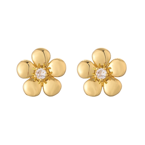 Orecchini a Bottone in Rame con Zirconia a Forma di Fiore Stella Croce Quadrato Moda Orecchini a Cerchio Geometrici con Strass