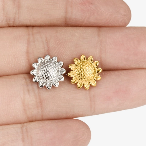 304 Stainless Steel Sunflower Stud Earrings For Women Fashionable Floral Design Vacuum Gold Plated Trendy Summer Jewelry Gift