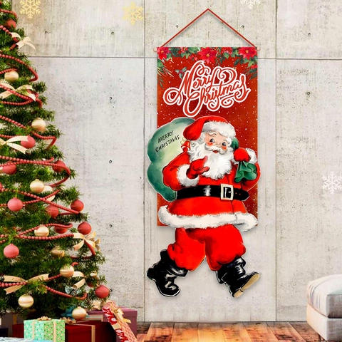 Weihnachts Türbanner Weihnachtsmann Polyester Gewebe Hängeflagge Outdoor Indoor Feiertag Party Dekoration Merry Christmas