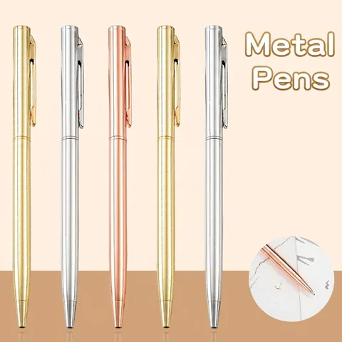 Metal Ballpoint Pen Electroplated Slim Twist Action Professional Business Office Gift Stationery High Gloss