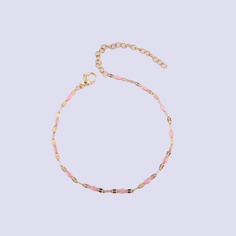 Farbiges Emaille-Perlenarmband Edelstahl Verstellbare Gliederkette Minimalistischer Süßer Vielseitiger Schmuck Damen