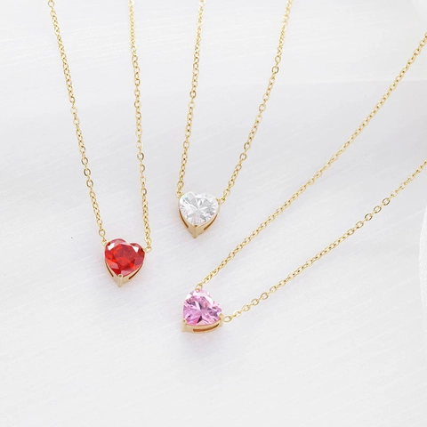 Collana Con Ciondolo A Cuore Acciaio Inossidabile Placcato Oro 14K Zirconia Stile Ins Design Per Donne