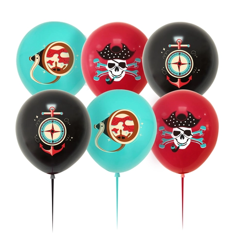 Pirate Theme Balloons Latex Printed Skull Crossbones Compass Anchor Decorations For Birthday Party Event Supplies