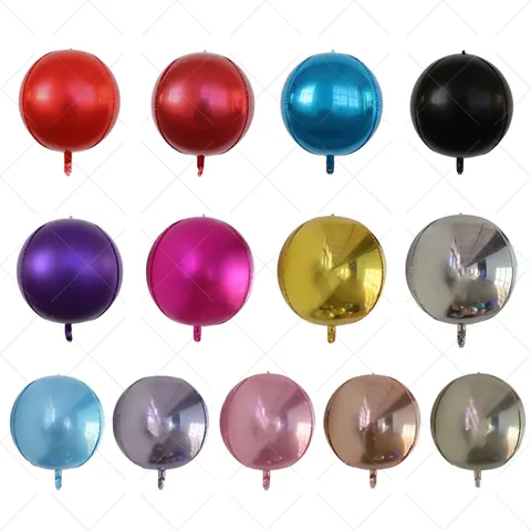 Round 4D Aluminum Foil Balloon Metallic Mirror Pearlescent Sphere For Birthday Wedding Festival Party Decor Celebration