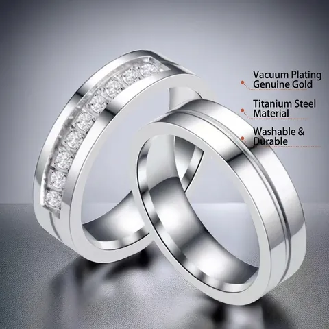Edelstahl Partnerringe Damen Herren Zirkonia Inlaid Pinky Swear Gravur Band Schmuck Nie Verblassen