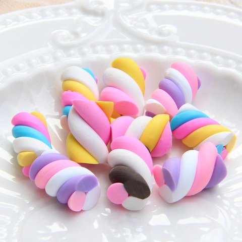 Perline Di Marshmallow In Pasta Polimerica Simulazione Spirale Colorata Per Artigianato Fai Da Te Cover Capelli Accessori Gioielli