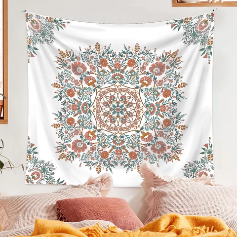 Arazzo Da Parete Mandala Motivo Floreale Boemo Tessuto Poliestere Sfondo Sospeso Per Camera Da Letto Soggiorno Decorazione