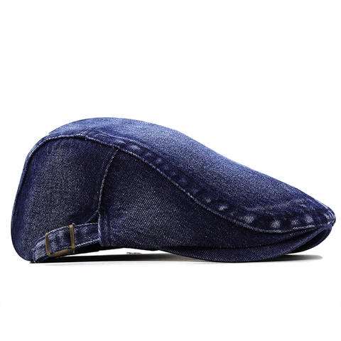 Washed Denim Flat Cap Adjustable Retro Ivy Hat For Men Women Cotton Breathable Sunshade Outdoor Casual