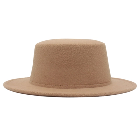 Sombrero Boater Vintage Fieltro De Lana Copa Plana Ala Pequeña Estilo Francés Elegante Fedora Color Sólido Para Mujer Hombre