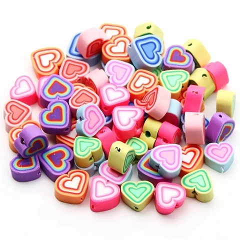 Heart Polymer Clay Beads Colorful Heart Shape Loose Spacer Beads For DIY Jewelry Making Bracelet Phone Charm Crafts