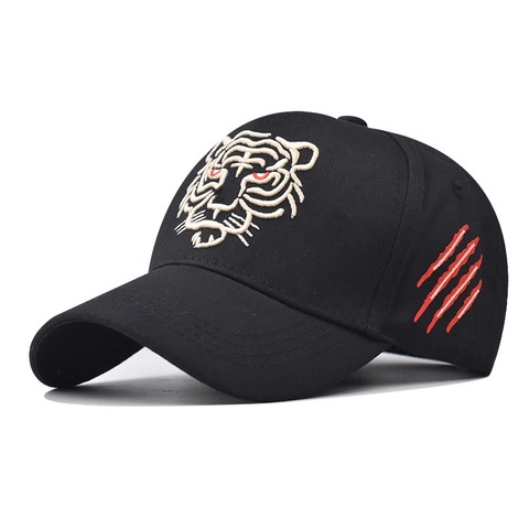 Baseball Cap Cotton Tiger Head Embroidery Red Claw Marks Adjustable Streetwear Outdoor Unisex Sport Sun Hat