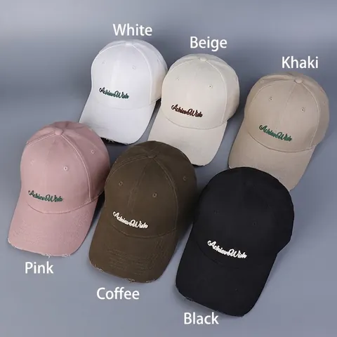 Baumwolle Baseballkappe Distressed Abgenutzter Rand Stickerei Buchstabe Verstellbar Sonnenhut Unisex